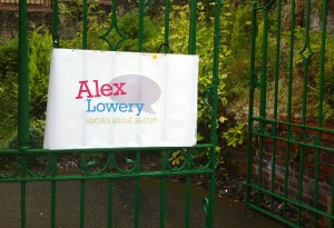 A sign was put up outside to help people find the venue.